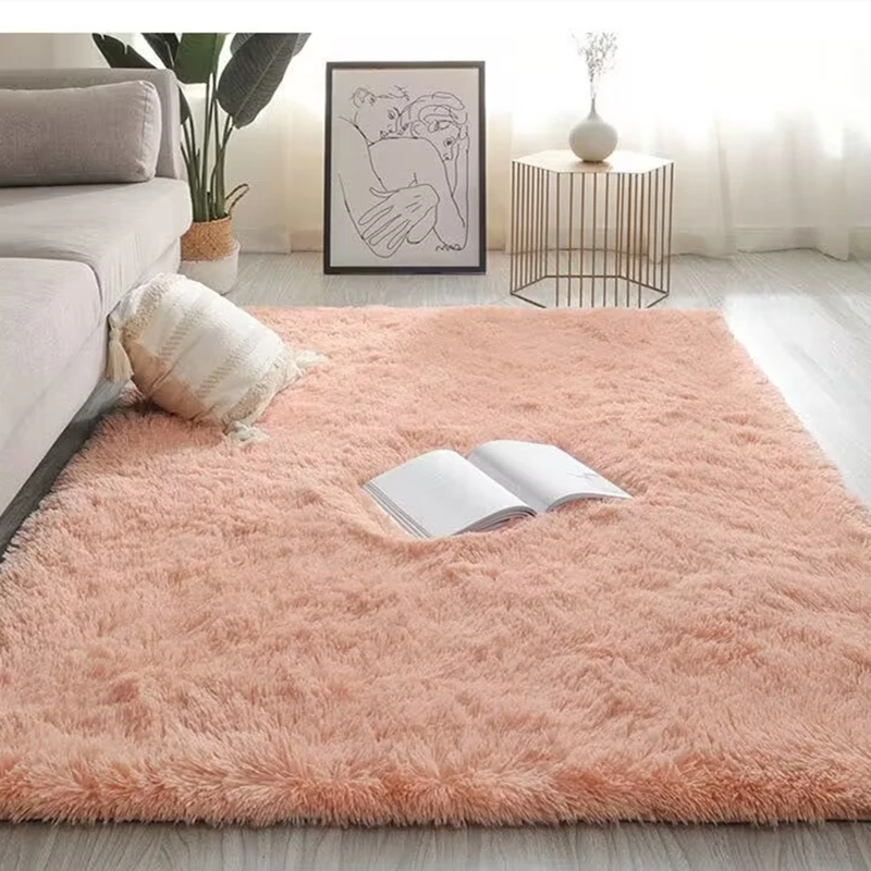 

Plush Carpet Living Room Decoration Fluffy Rug Thick Bedroom Carpets Anti-slip Floor Soft Lounge Rugs Solid Large Carpets Floor