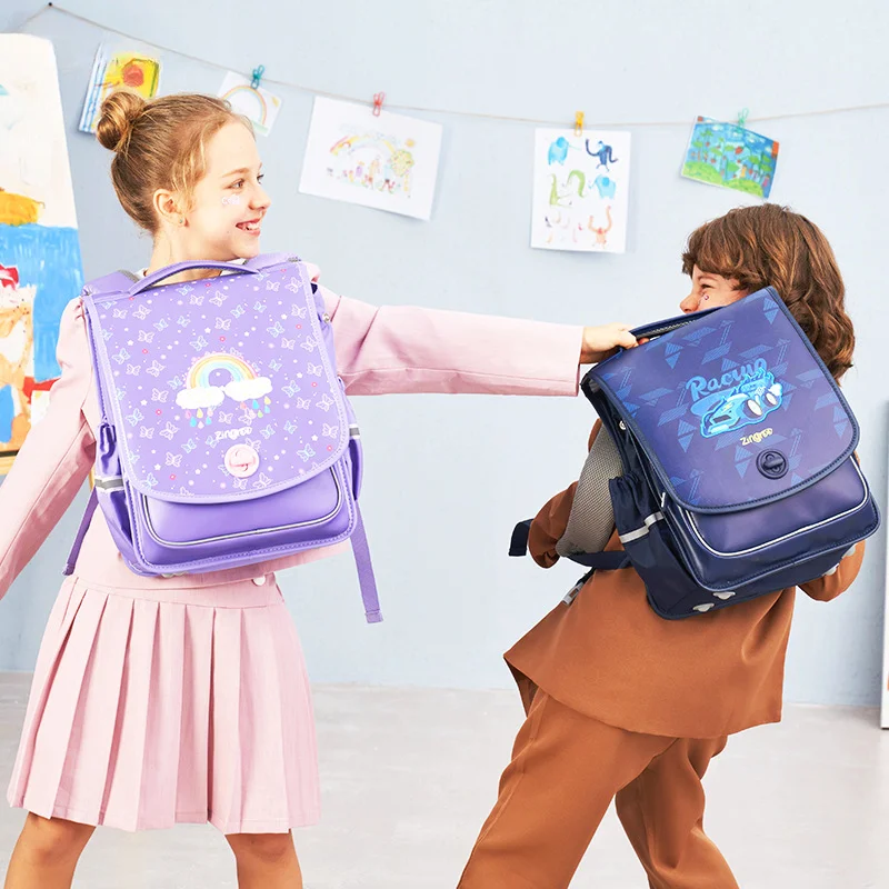 Bookbag High Quality Primary School Backpack Safety Reflective Strip Waterproof Cute Cartoon Double Shoulder Schoolbag Kids