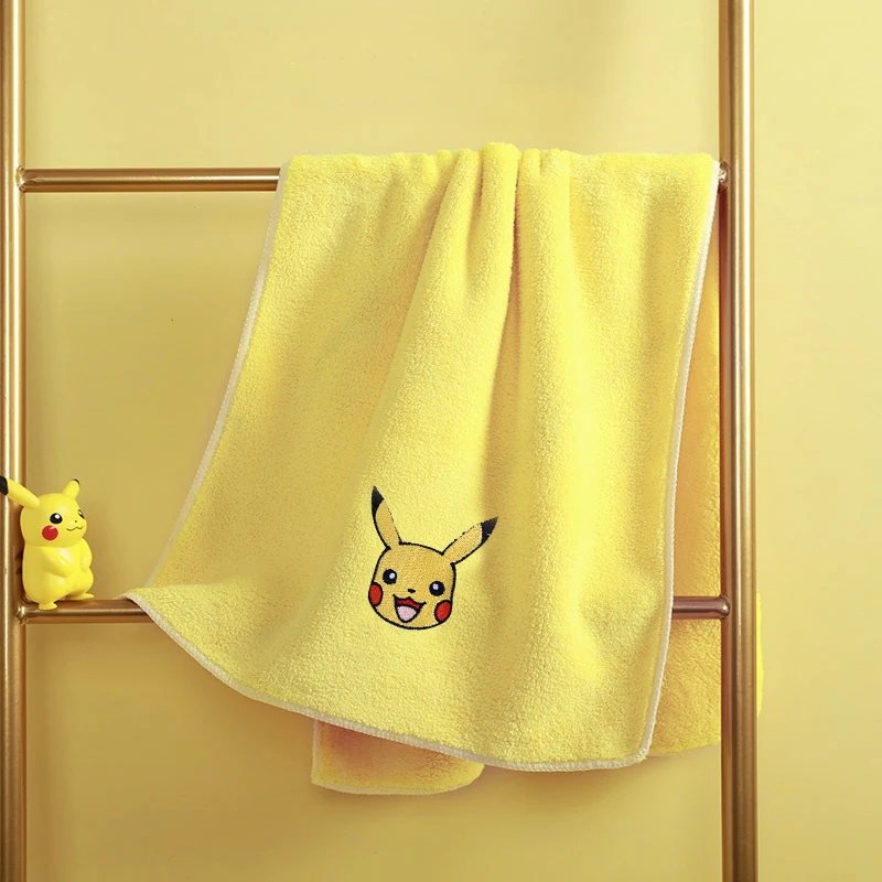 

Pokémon Cute Coral Velvet Towel Anime Cartoon Soft Strong Absorbent Pikachu Creative Kawaii Lint-free Towel Gift Wholesale