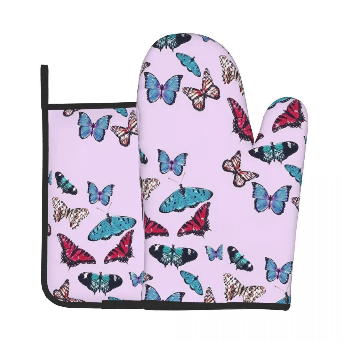 

Colourful Butterfly Oven Mitts Butterflies Aesthetic Potholder Mat Baking Oven Kitchen Cooking Gloves BBQ Microwave Insulation