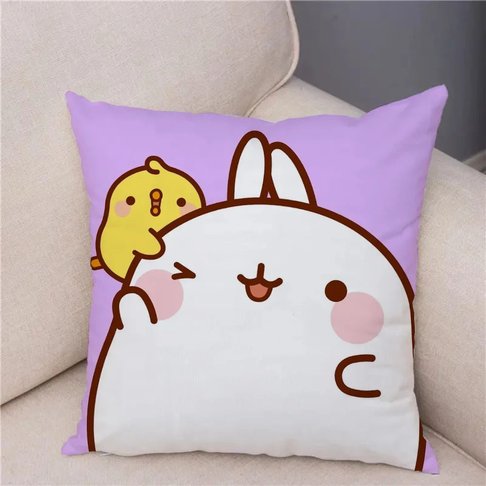 Короткий Плюшевый Чехол Molang 60x60 См Двойной Размер Декоративная Квадратная