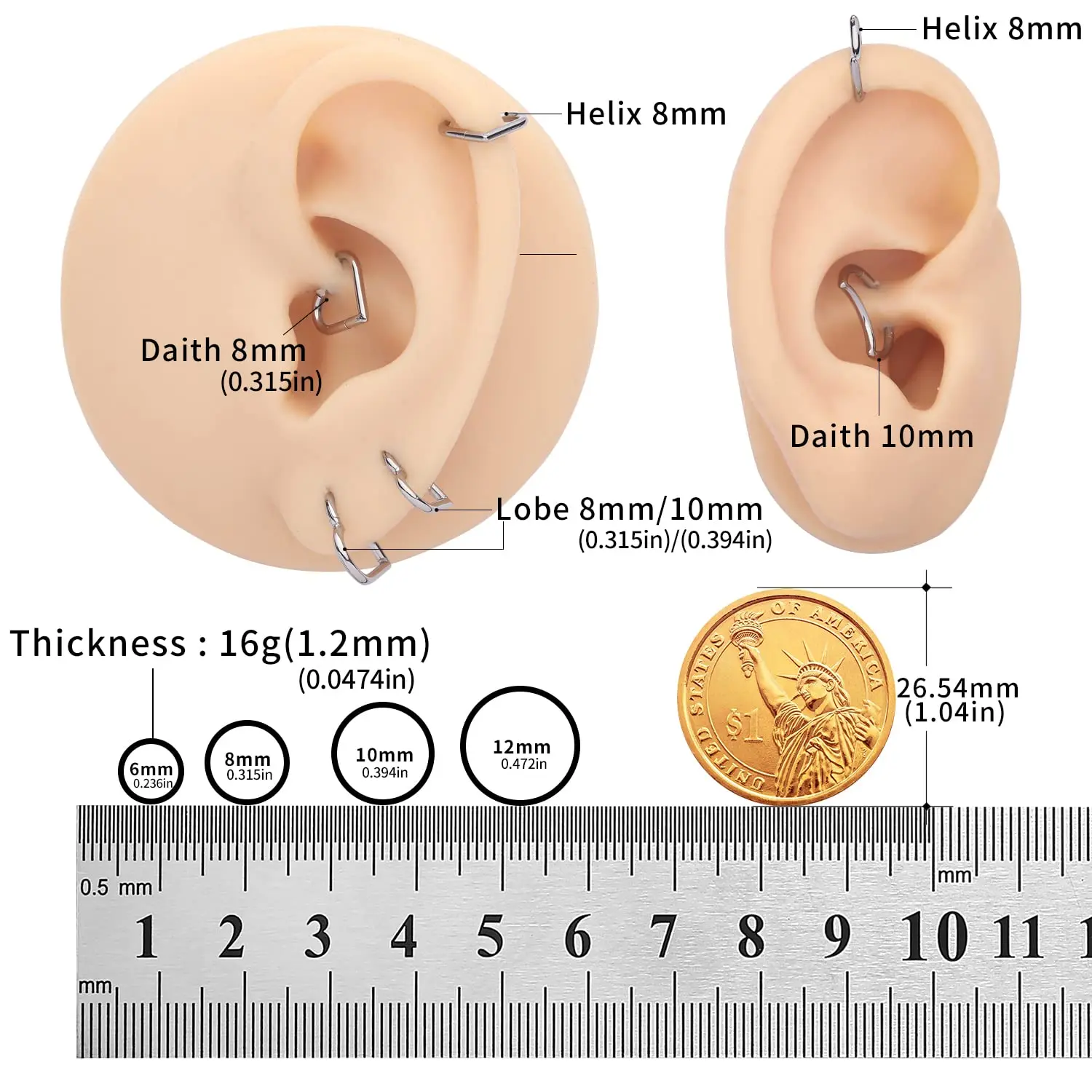 G23 Titanium Nose Ring  for Women Girls Piercing Earrings Hoop Heart Shape Clicker Helix Cartilage Tragus Body Jewelry