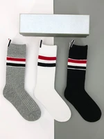 3 pairs of tide brand tb mid tube socks womens trend calf socks jk japanese four bar mens stockings