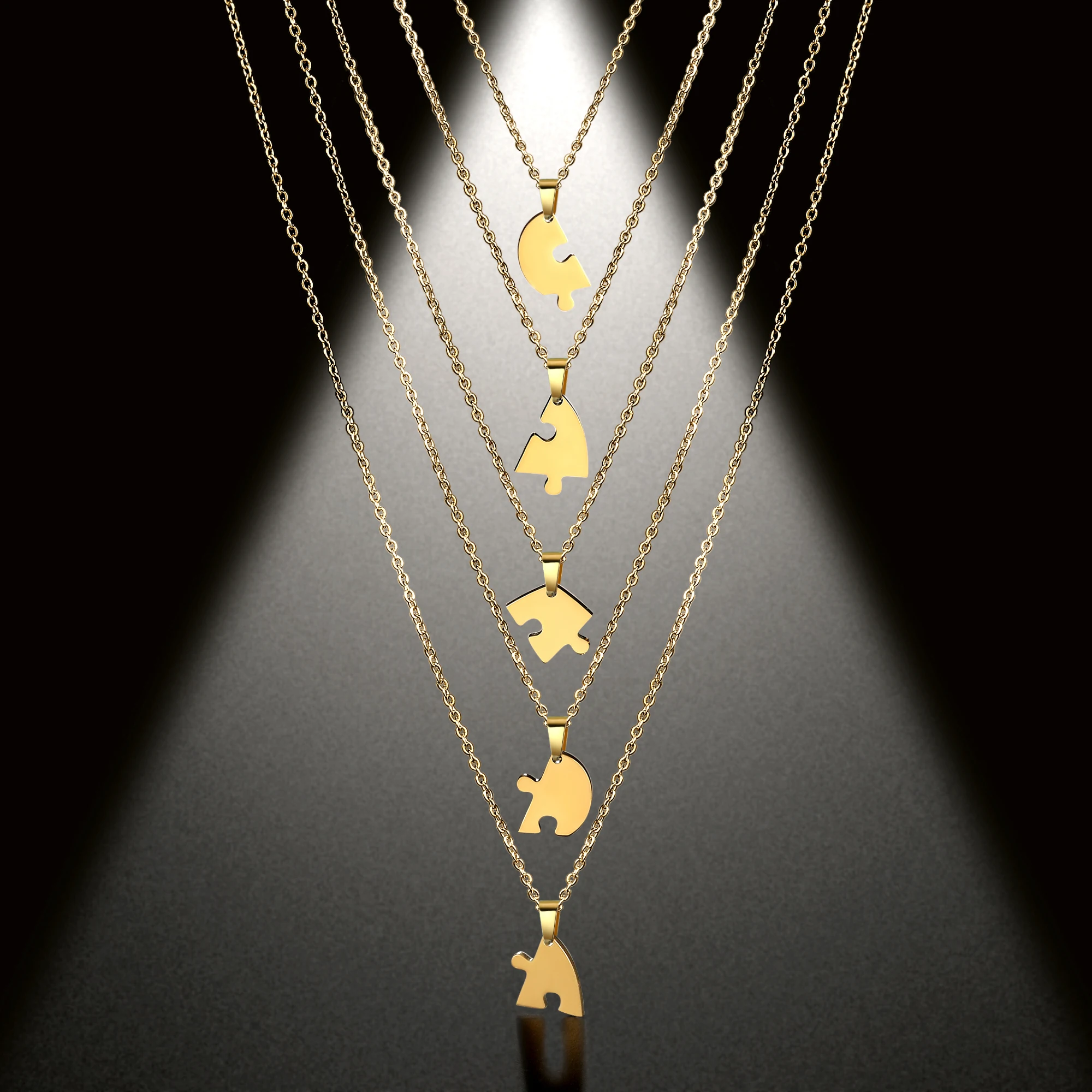 Женские кулоны Combination Heart Puzzles Ожерелье из нержавеющей стали для девочек Семейные