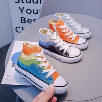 fashion children shoes high top canvas boys and girls sports shoes 2022 spring and autumn splicing casual kids shoes running