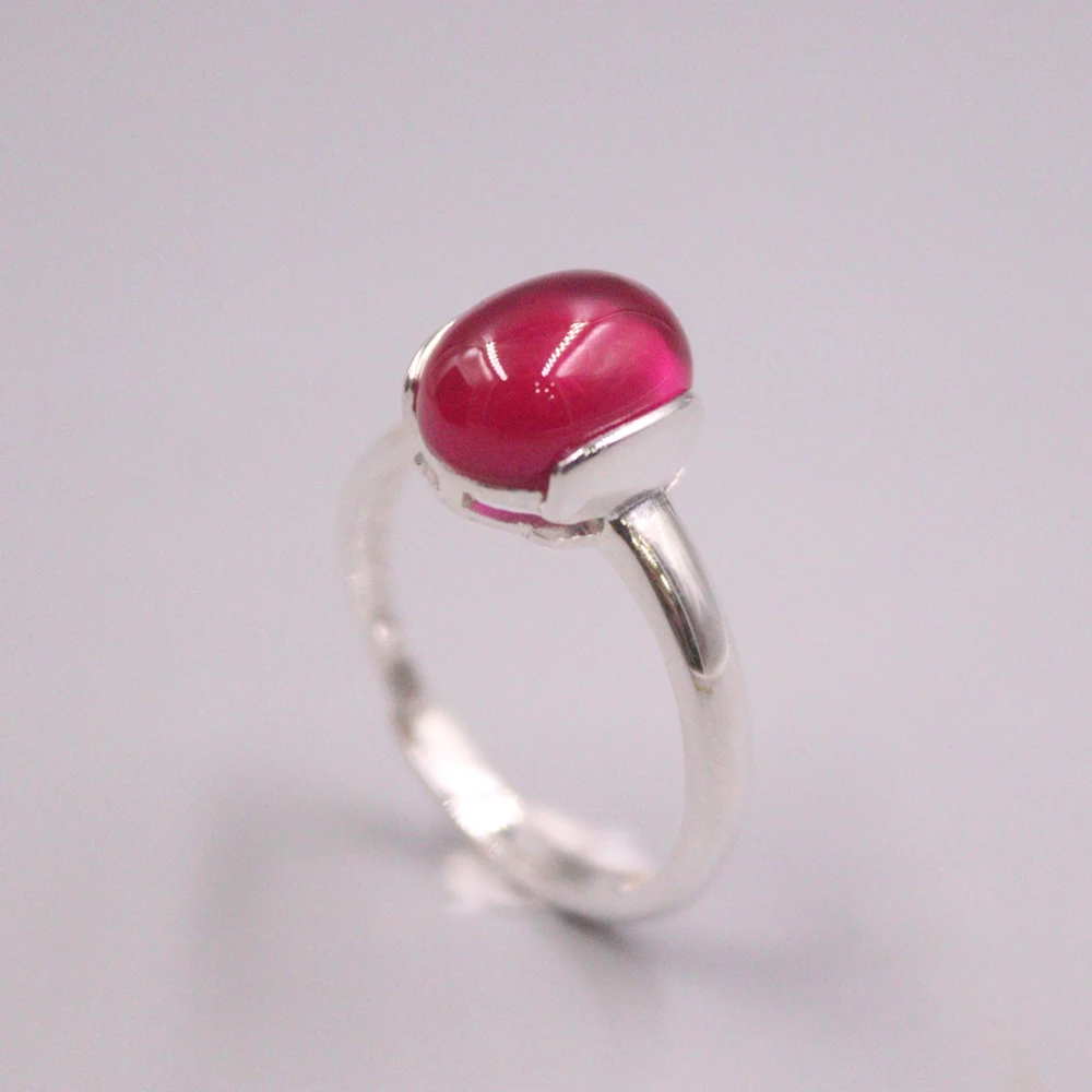 Женское кольцо Lucky Band из стерлингового серебра 925 пробы с розовым халцедоном