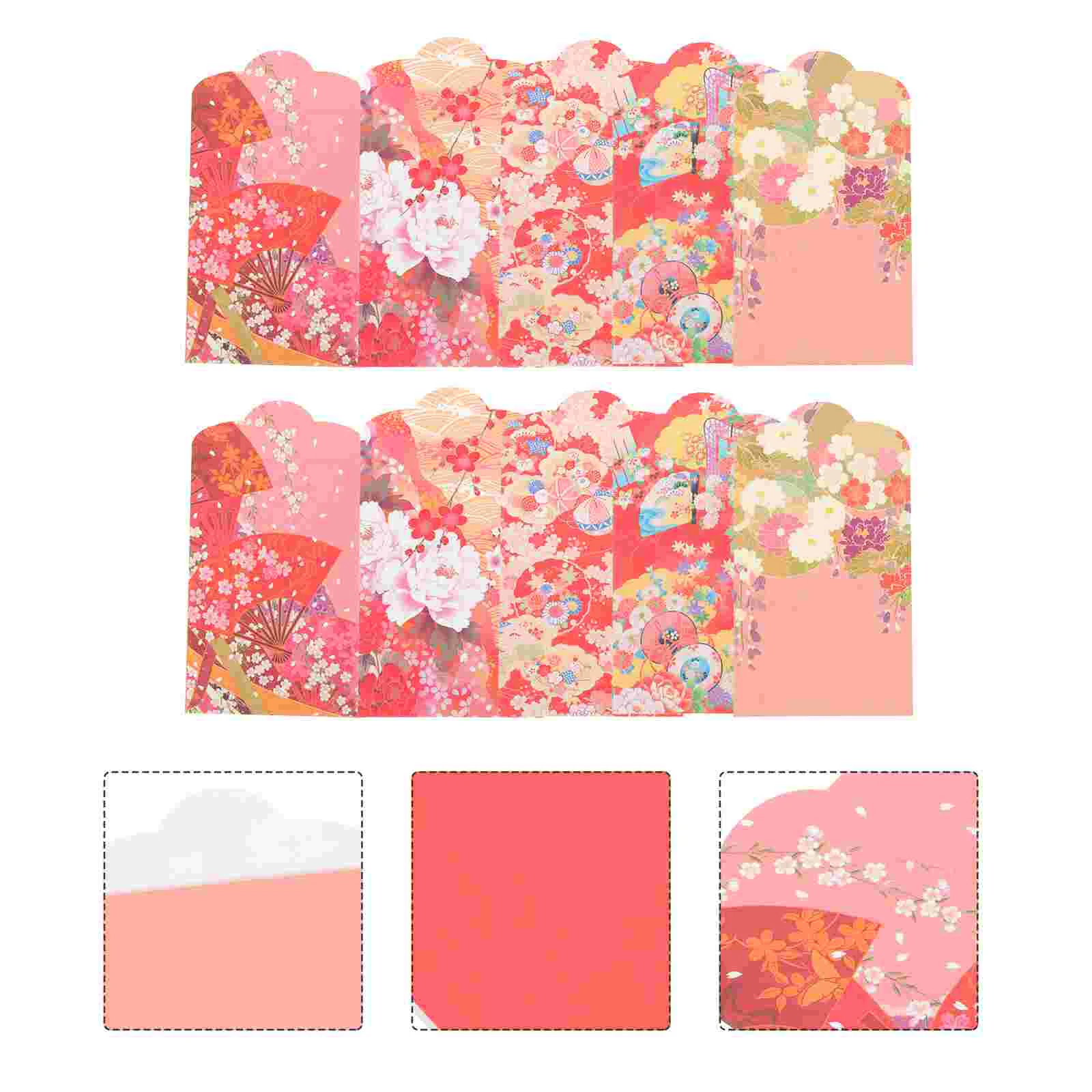 

50 Pcs Envelopes Japanese Style Red New Year Packet Bag Spring Festival Celebration Prop Paper Decorative
