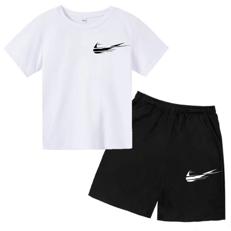 

2022 Summer Fashion Kids Boys Shorts Set Short Sleeve T Shirt Pants Set 2 Piece Kids Baby Clothes 4-14 Years Old