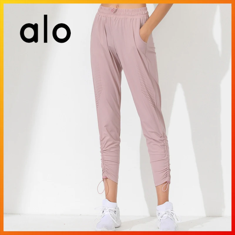 

Alo Yoga Women's Trousers Running Fitness Casual Cropped Pants High Waist Four-color Fashion Drawstring Breathable Sports Pants