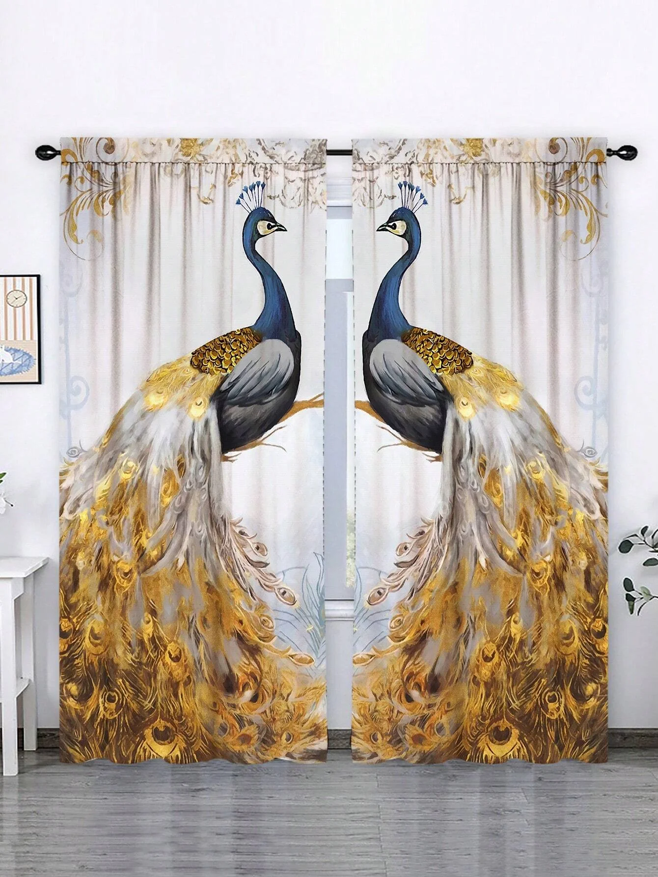 2 шт. декоративные занавески с принтом павлина
