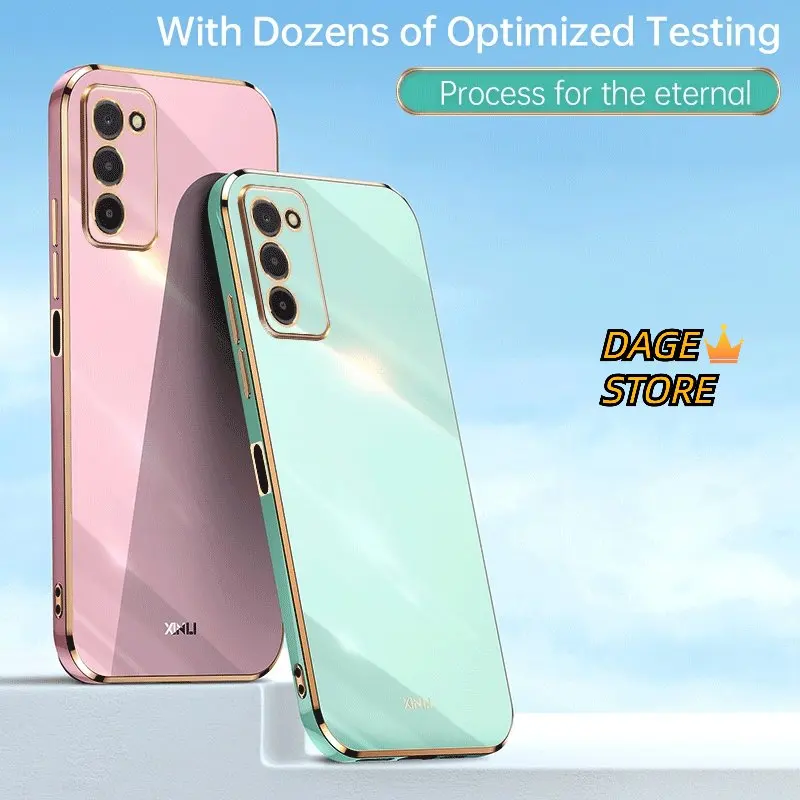 

Чехол для Samsung Galaxy A03s однотонный с прямым краем и покрытием 6D, мягкий чехол для телефона