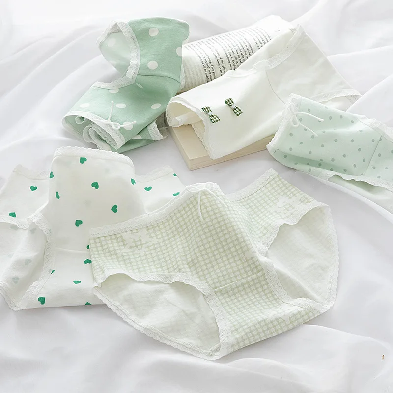 Женские хлопковые трусики в горошек с милым бантом |