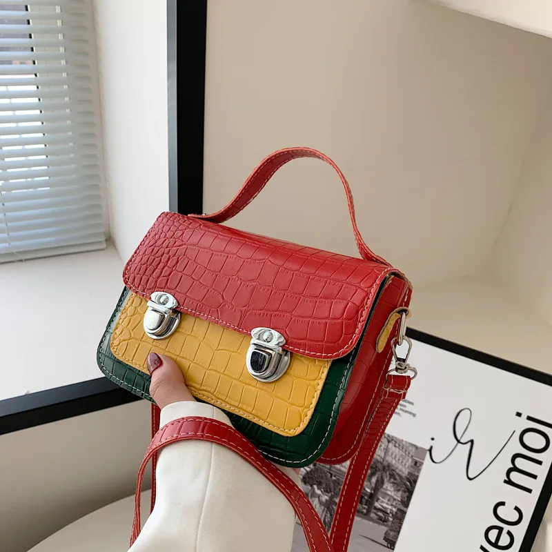 

2022 New Patchwork Women Bag Mini PU Leather Flap Bags for Women Summer Lady Shoulder Handbag Simple Female Crossbody Bag