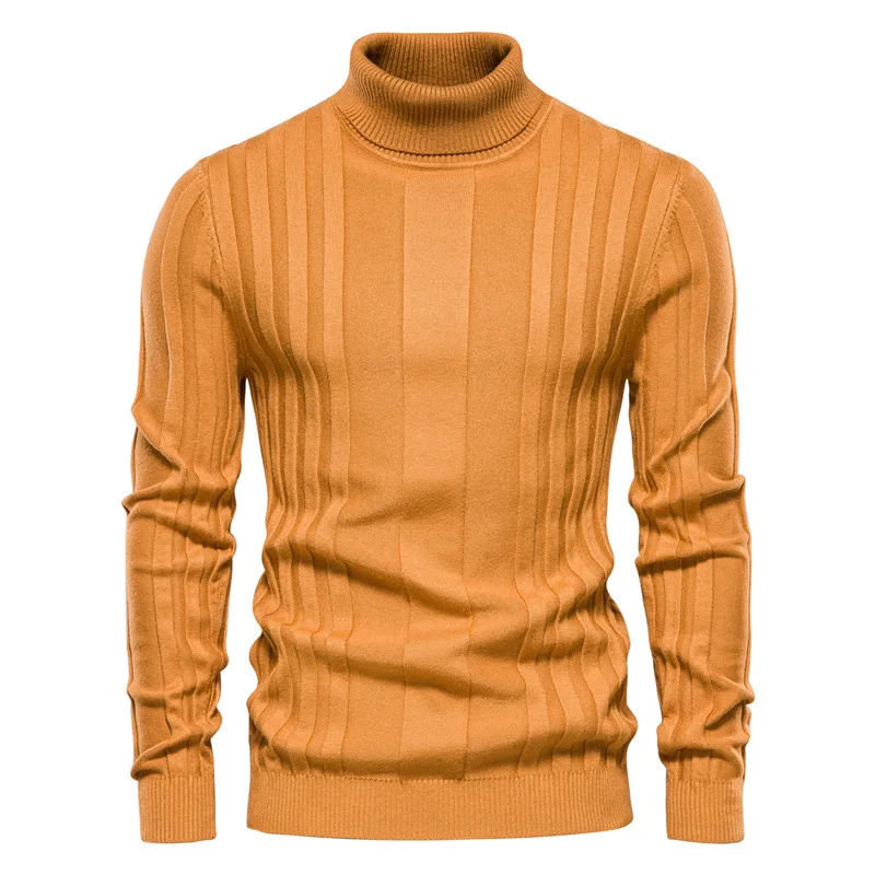 Men Sweater Autumn Winter Casual Men's Turtleneck Knitted Warm Bottoming Shirt Men's Slim Solid Color Pullover US Size