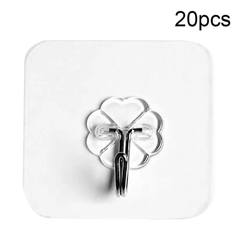 

Wall-mounted Nail-free Seamless Hook Transparent Self Adhesive Door Wall Hangers Towel Mop Handbag Holder Hook, 10/20pcs