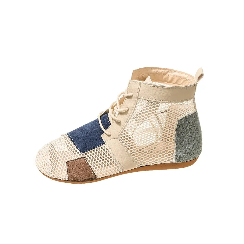 Новый стиль простая женская обувь с короткой сеткой повседневная модные