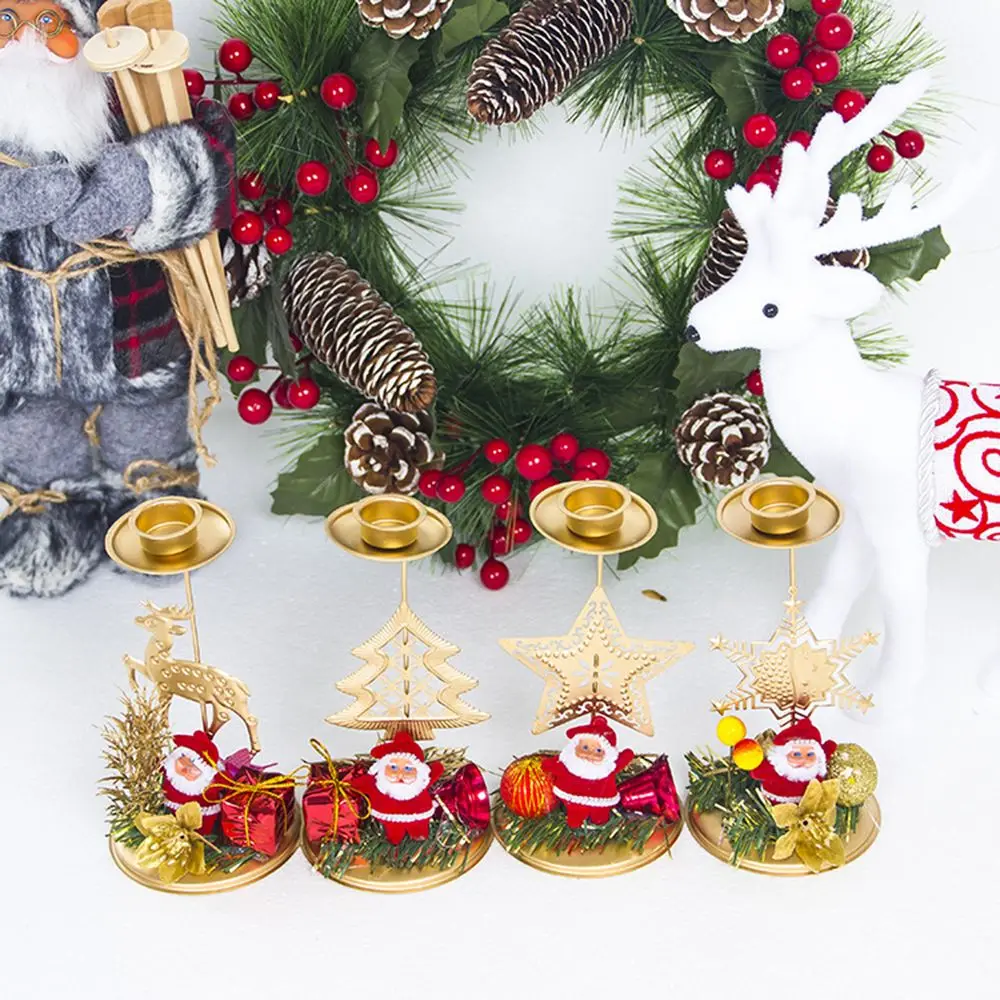 

Gold Desktop Decoration Christmas Tree dining Table Candle Decoration Ornaments Candlestick Iron
