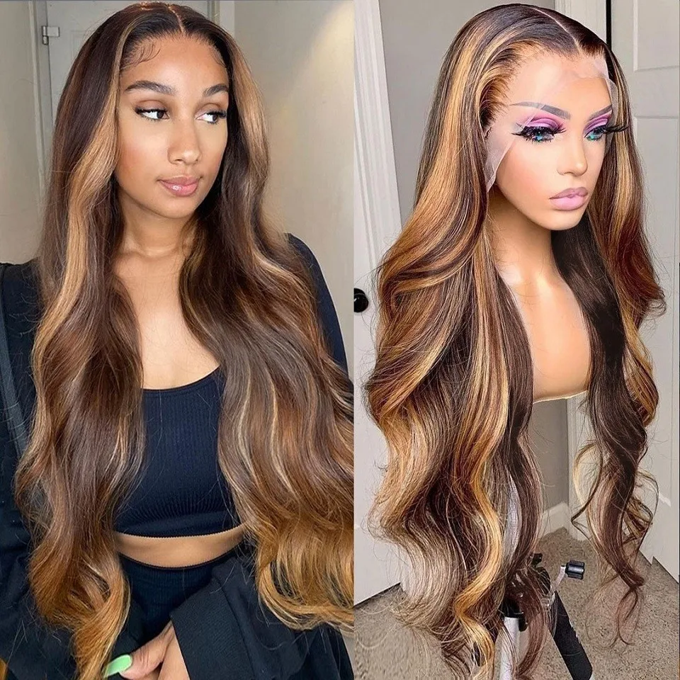 Highlight Wig Human Hair 13x6 Hd Lace Frontal Wig Natural Hairline Pre Plucked 30 Inch 13x4 Honey Blond Body Wave Lace Front Wig