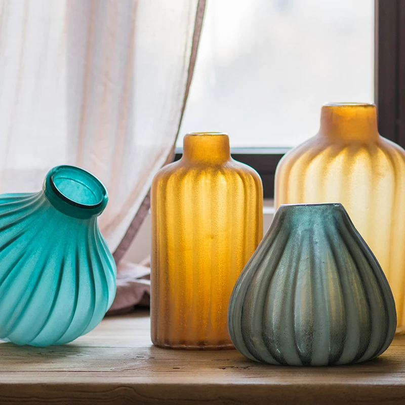 

Художественная ваза для бутылок из матового стекла, декоративные украшения для цветов, американское Ретро украшение, бытовая ваза для раст...