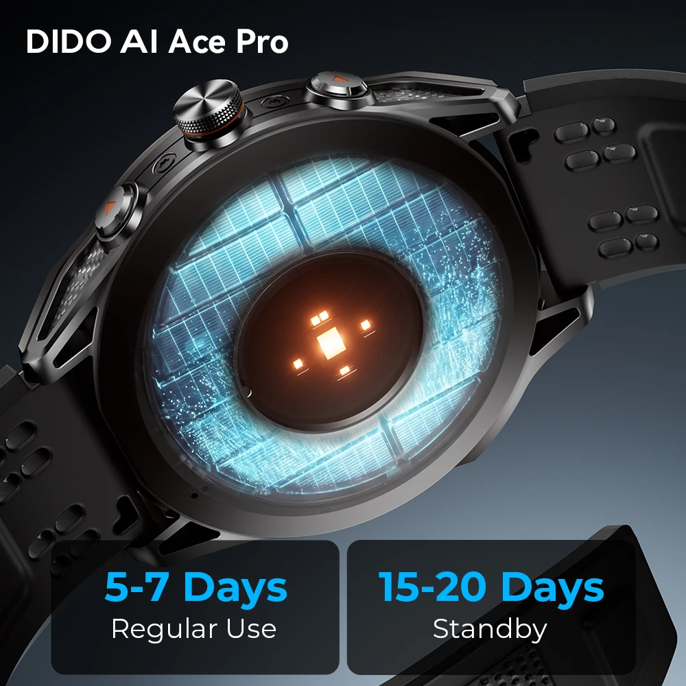 Фото Умные часы Dido AI Ace Pro со встроенным GPS, AMOLED-экраном 1,75 дюйма, Bluetooth-вызовами, водонепроницаемостью IP68, монитором здоровья, для бега на открытом воздухе №3