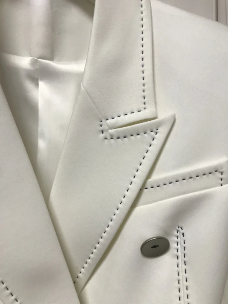 HIGH QUALITY 2023 Designer Blazer Jacket Women's Double Breasted Shell Buttons Contrast Top Stitching Slim Fitting Blazer