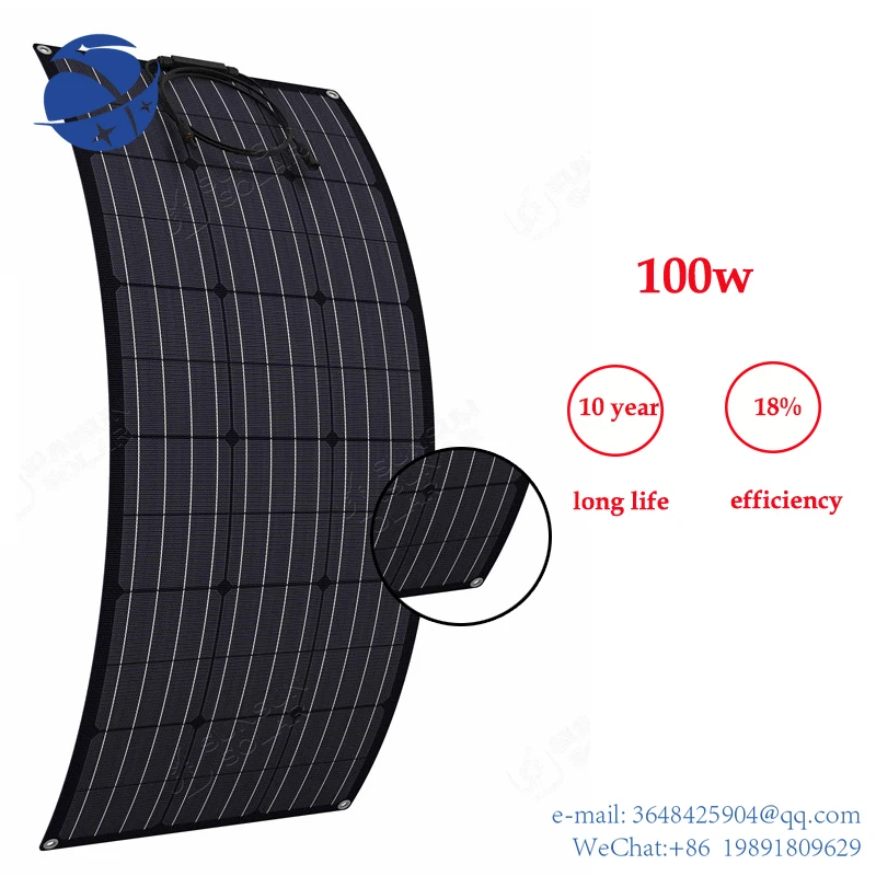 

YYHCSUNSUN High efficiency ALL BLACK solar panel 100W 18V ETFE monocrystalline cell semi flexible solar panel