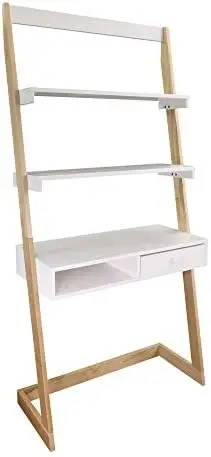 

Ladder Desk With Drawer, Natural Maple/White Pcs table and chair leg feet pad caps pvc round Making beds higher Pie ajustable me