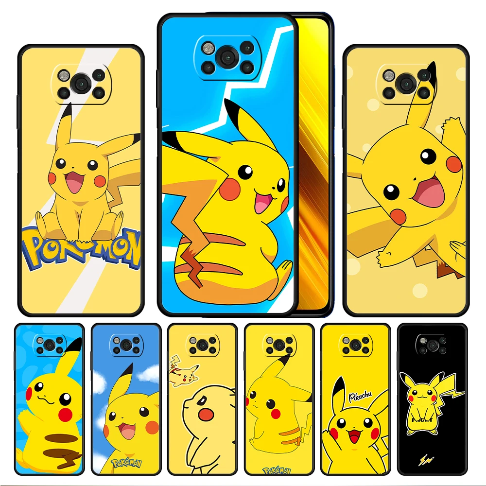 

Pokemon Pikachu Anime Case Cover for Xiaomi Poco X3 NFC X4 F1 F2 F3 Redmi Note 9s 9 8 8T 10 11S Pro Black Thin Protection Matte