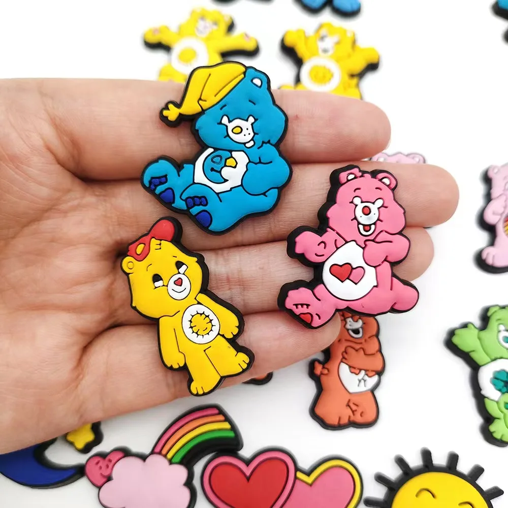 31Pcs/Set Rainbow Bear Pattern Shoe Charms For Croc Charms Jibz Sandals Slippers Shoe Accessories Decorations Party Gift Idea