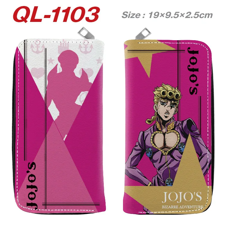 E-Mell JoJos Bizarre Adventure Golden Wind Giorno Giovanna Bruno Buccellati Trish Una Guīdo Mista Zip PU Long Wallet
