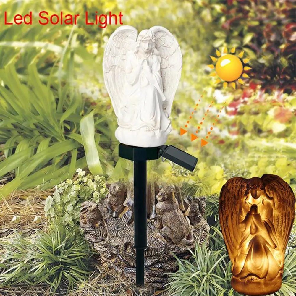 

2022 New Solar Floor Lamp Resin Angel Shaped Landscape Light Waterproof Outdoor Led Garden Lawn Decoration Lighting