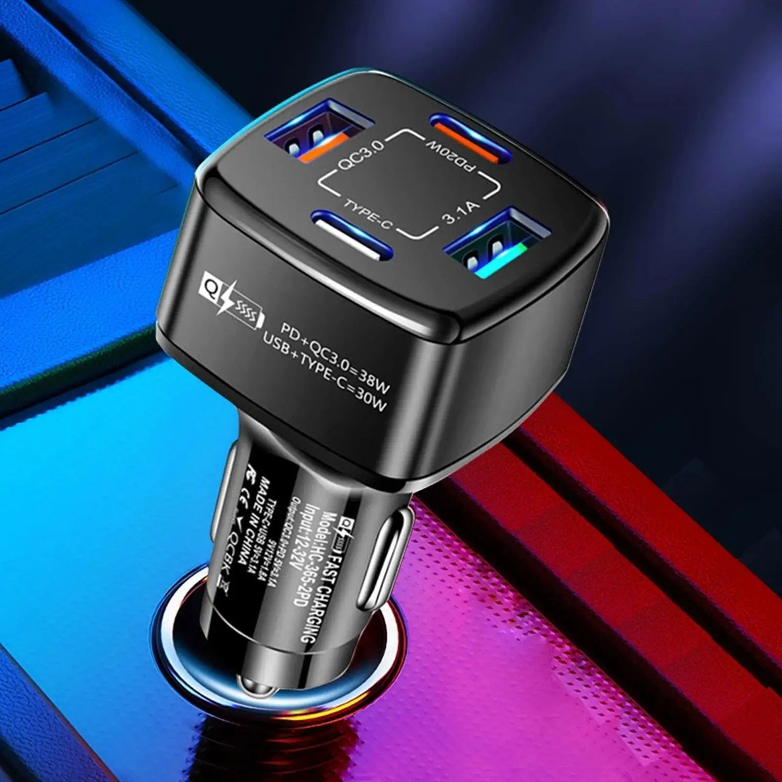 

Автомобильное зарядное устройство с 4 USB-портами и поддержкой быстрой зарядки