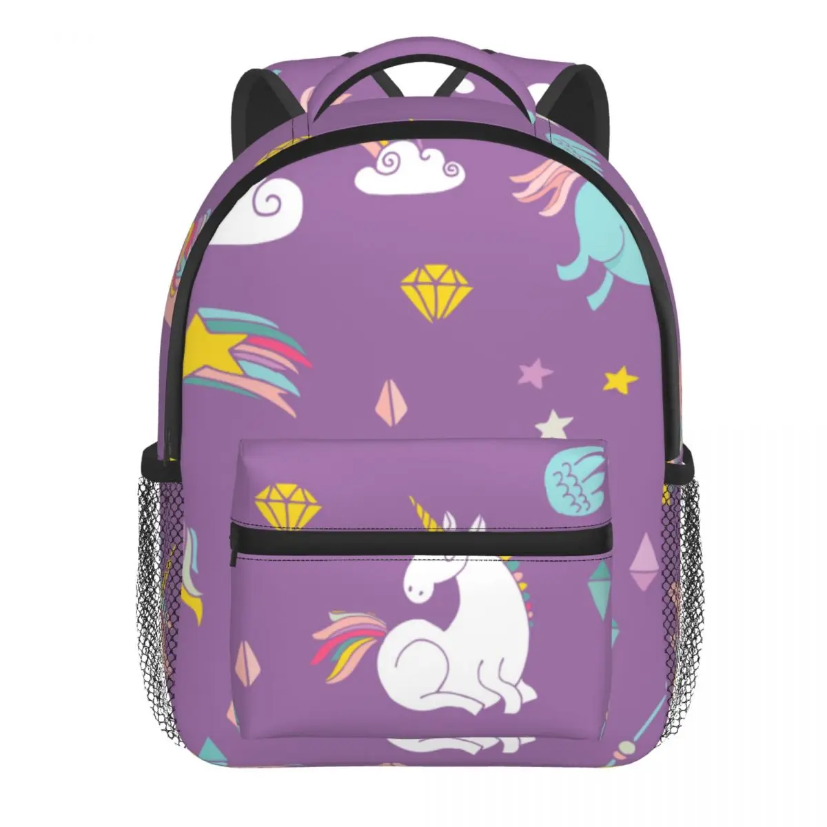 2022 Children Backpack Toddler Kids School Bag Unicorn Rainbow And Fairy Wings Pattern Kindergarten Bag for Girl Boys