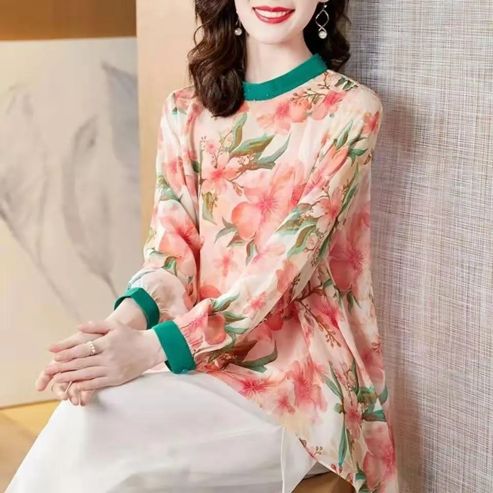 2021 feminine silk dress sling two-piece summer new floral  ladies blouses  women  Silk  Regular  Print  Casual