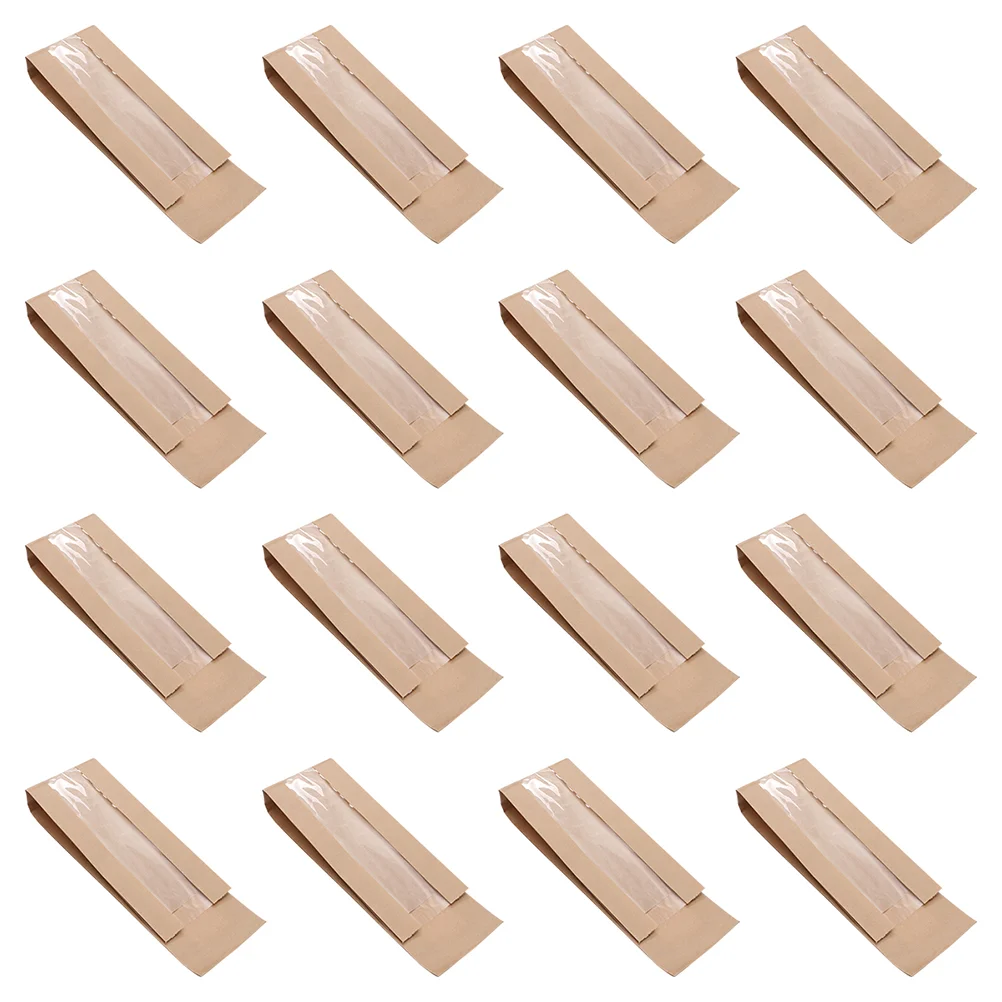 

1 Set of 50pcs Paper Bags Biscuit Dessert Wrapping Bags with Clear Front Window