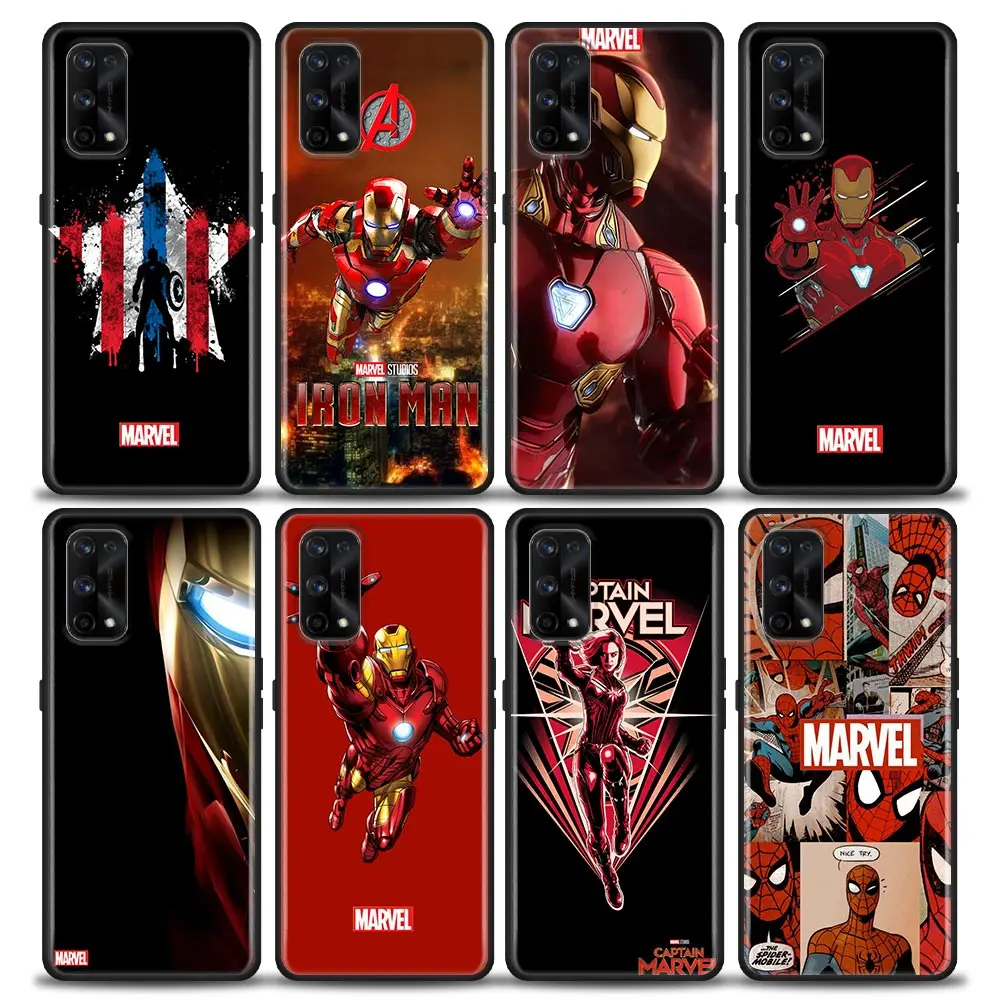 

Marvel Phone Case for Realme 5 6 7 X7 X50 5G Pro Ultra 7i C3 C11 C15 XT Case Soft Silicone Cover Marvel spiderman iron Man