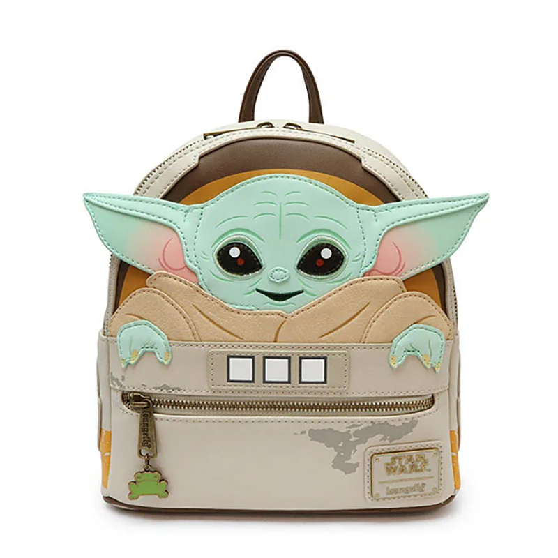 

Disney Star Wars Yoda Baby Backpack Mandalorian Travel PU Leather Schoolbag Women Girl Backpack For Student/Adults Birthday Gift