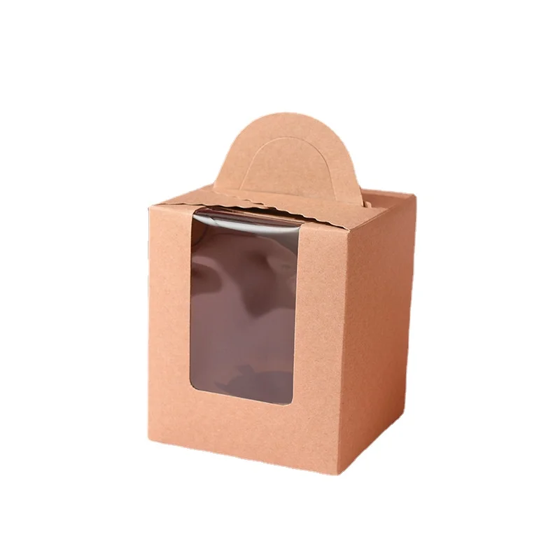 Kraft Paper Cupcake Packaging Boxes with Inner Tray Food Grade Paper Portable Gift Box for Bakery Dessert Wedding Party Supplies