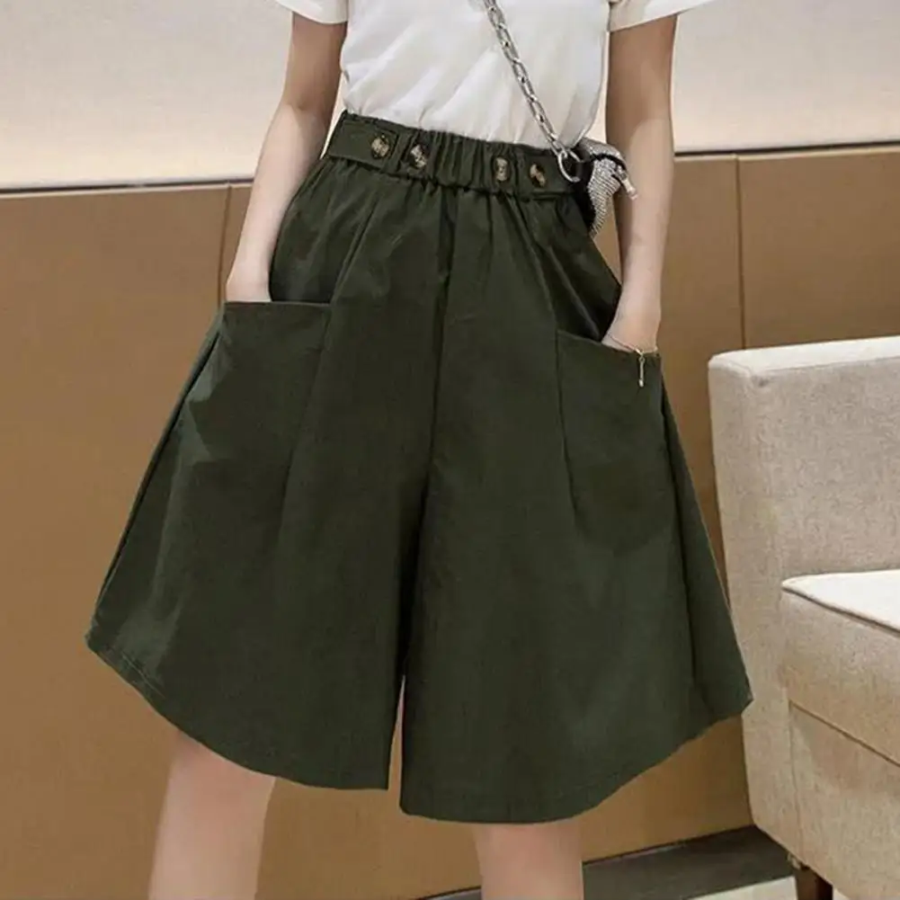 

High Waist Minimalist Women High Waist Wide Leg Short Pants Daily Wear