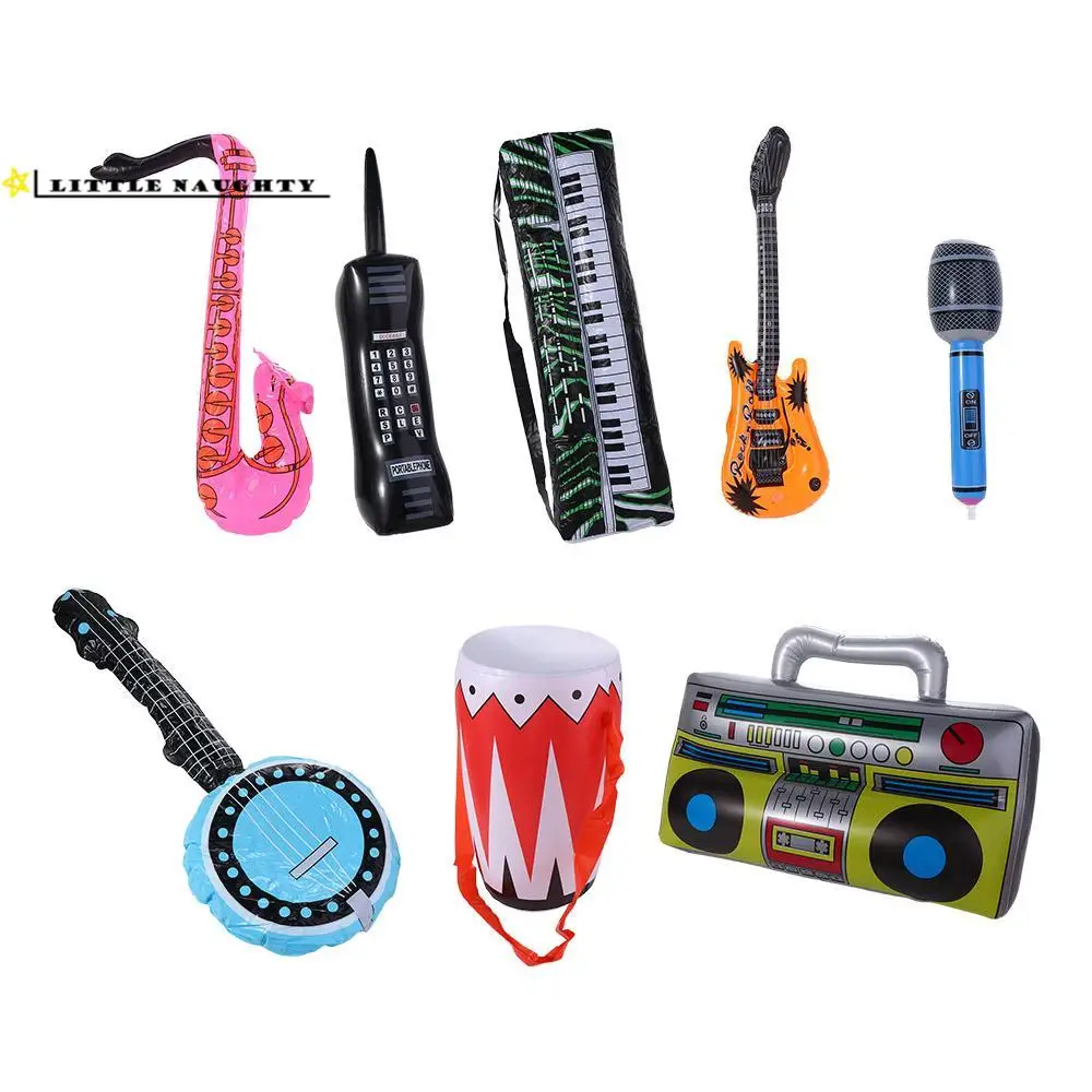 

4D Foil Balloons Inflatable Rock Guitar Microphones Radio Saxophones PVC Simulation Instruments Toys Kids Music Party Balloons