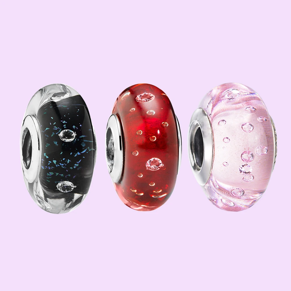 

Symphony Bubble Glass Beads Charms 925 Silver Fit For Pandora Sparkling Bracelet Necklace Girls DIY Jewelry Feast Gifts