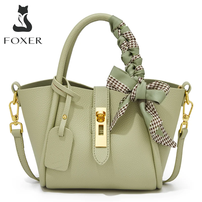 FOXER Women Mini Handbags Fashion Shoulder Crossbody Bags Split Leather Top-Handle Purse for Lady Office Totes Autumn Winter Bag