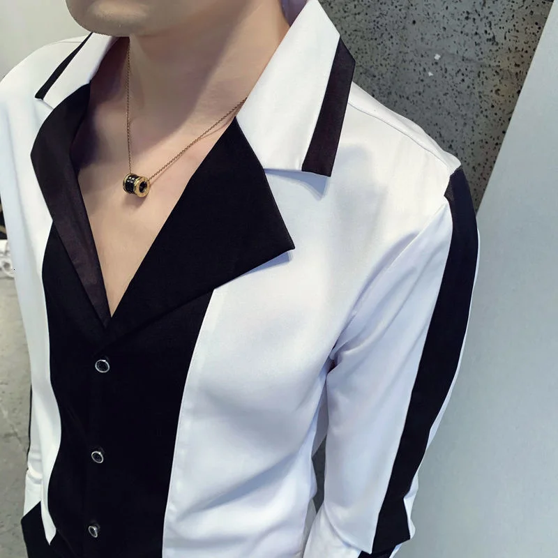 Рубашка мужская с цветочным принтом черная/белая 2020 | Мужская одежда