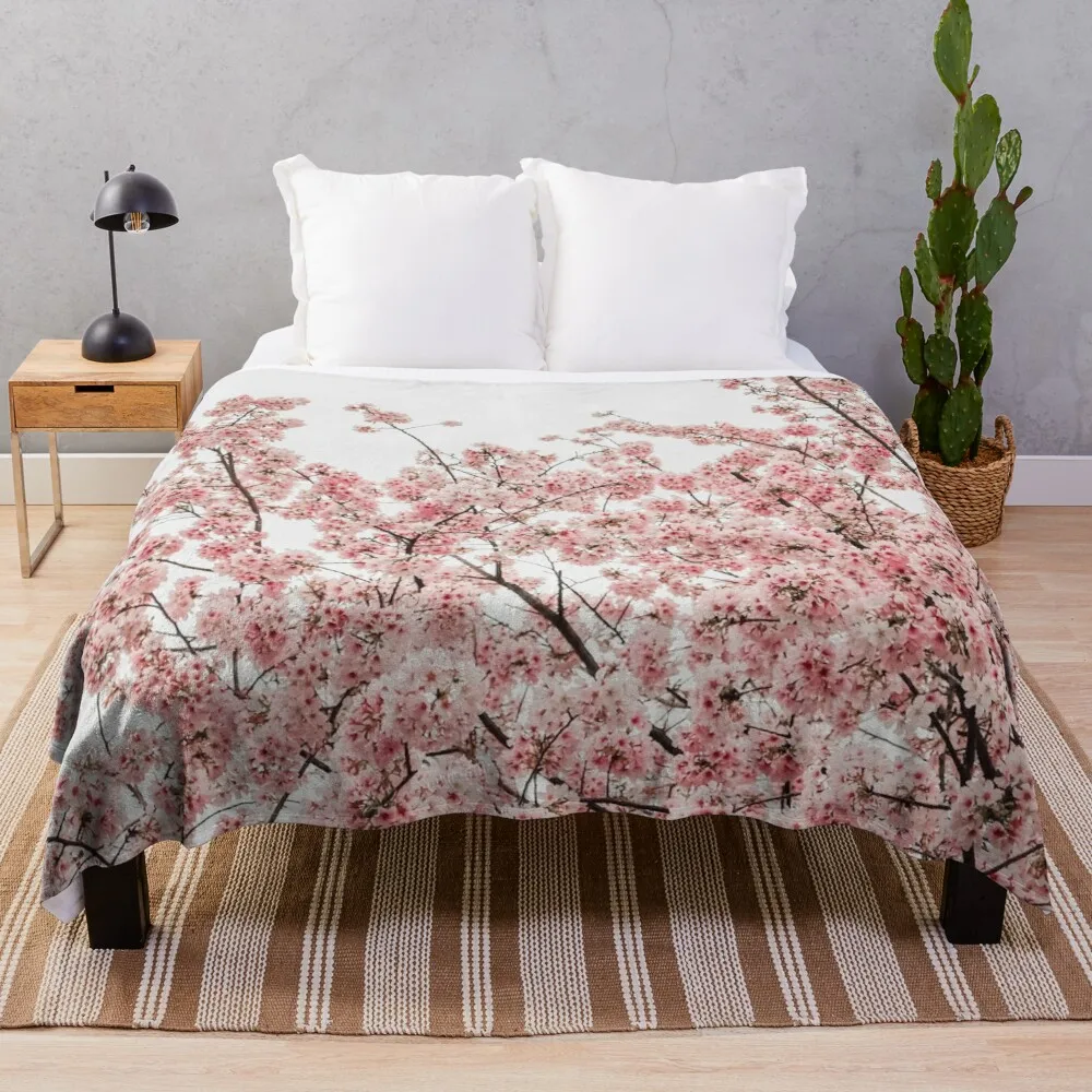 

Minimal Japanese Cherry Blossom Throw Blanket Throw Blanket for sofa fluffy blankets large