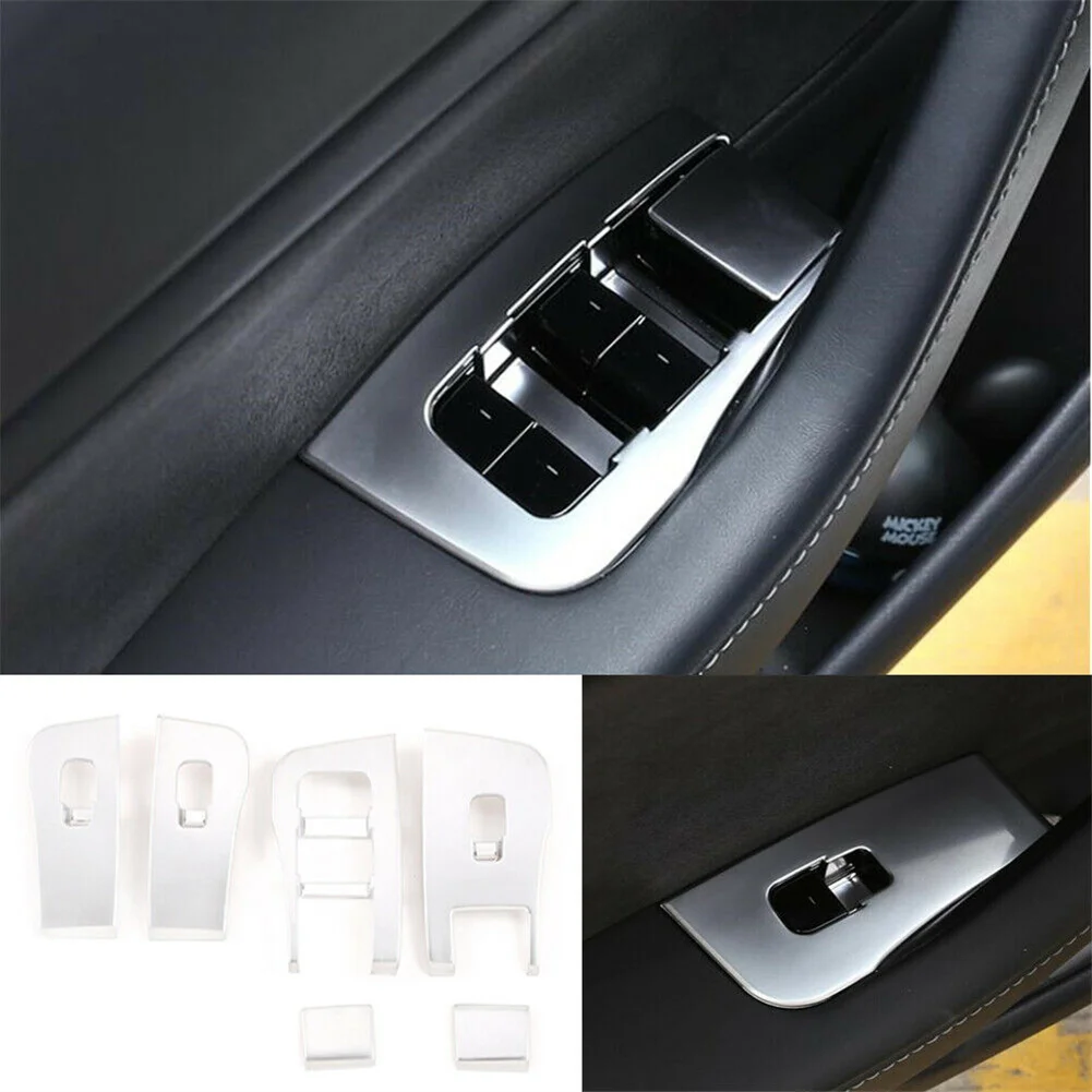 

6pcs Silver ABS Lift Switch Button Cover Trim Fit For Tesla Model 3 2017-2021 Interior Accessories Modeling Durable Ezsy Install