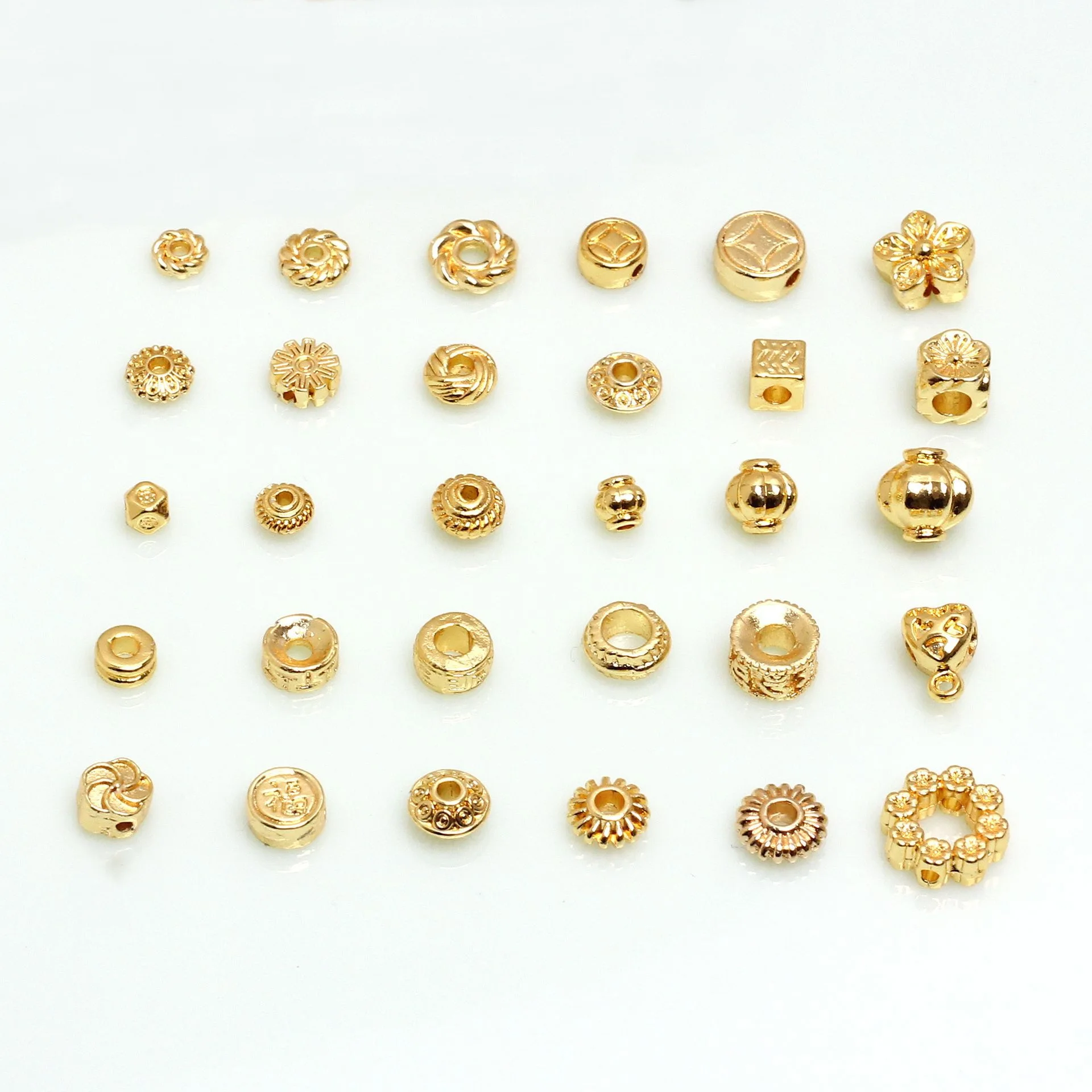 

No.21-N0.30 Round Cube Heart Flower Shape Perforated Spacer Beads 14K/18K Gold Filled Color Diy Pendant Charms 20pcs/Lot