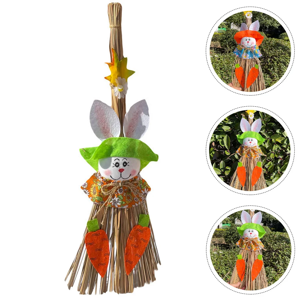 

Easter Tree Rabbit Decorations Ornaments Hanging Broom Bunny Decoration Straw Pendant Witch Ornament Stuffers Animal Figurine