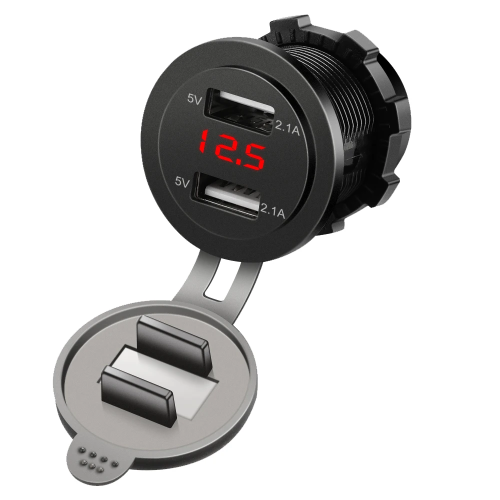 

Автомобильный прикуриватель Extractme 4,2 А, автомобильное двойное USB-разъем для зарядного устройства, 12 В, 24 В, быстрая зарядка, светодиодный адаптер для вольтметра, разветвителя