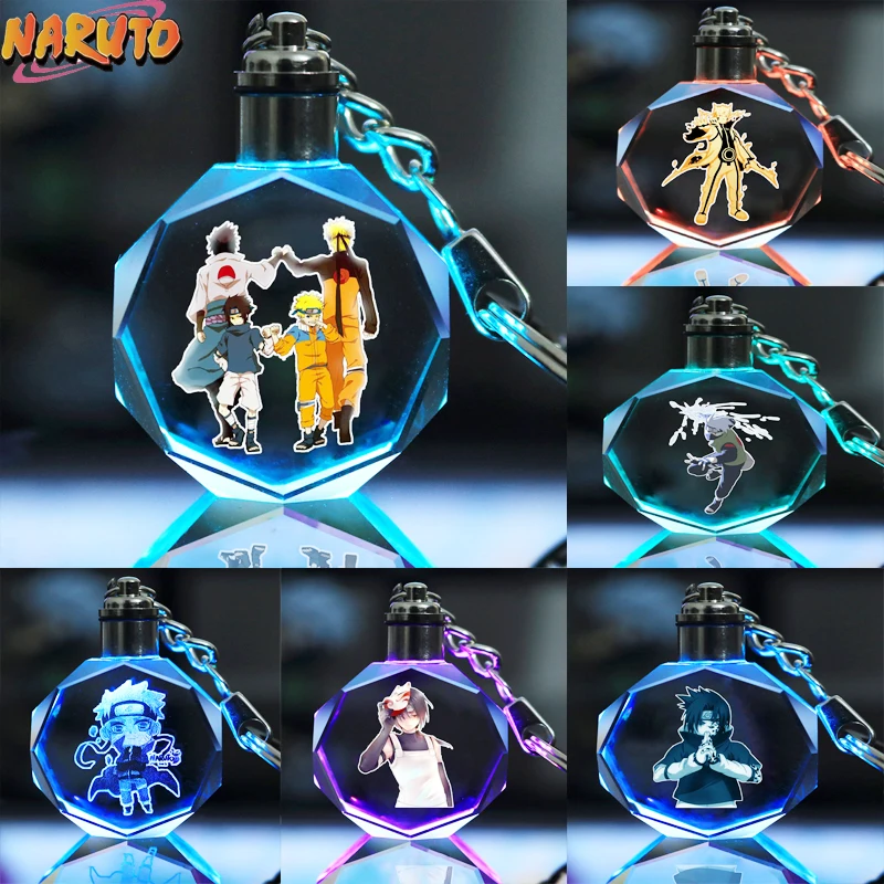 

Naruto Anime Figures Naruto Sasuke Kakashi Itachi Crystal Keychain Bag Keyring Charm Accessories Kids Toys Birthday Gifts