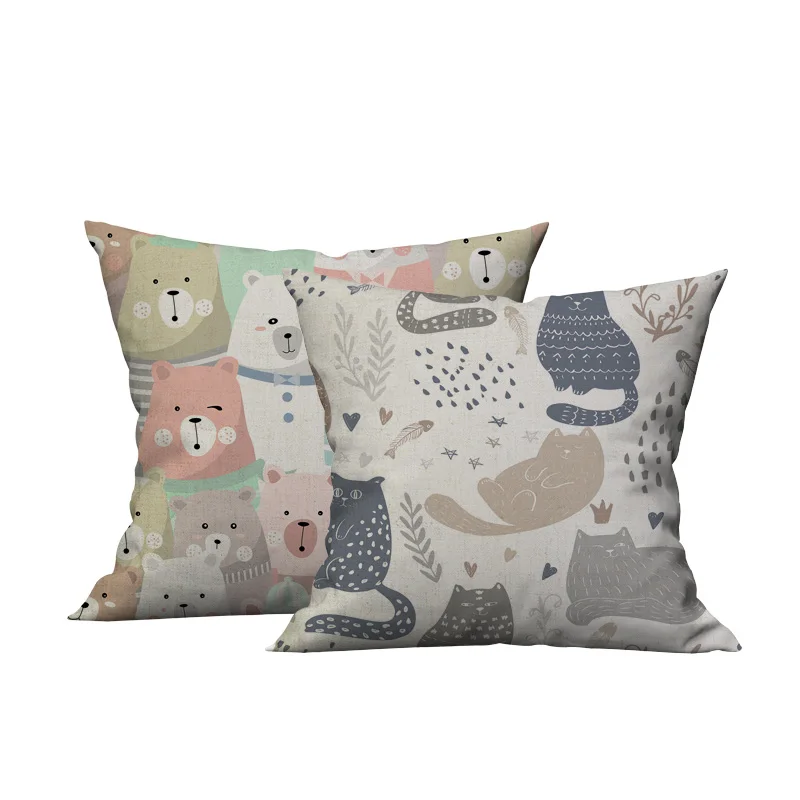 

Cute Cartoon Bear Cushion Throw Pillow Case Bedding Home Pillowcase Housse De Doussin